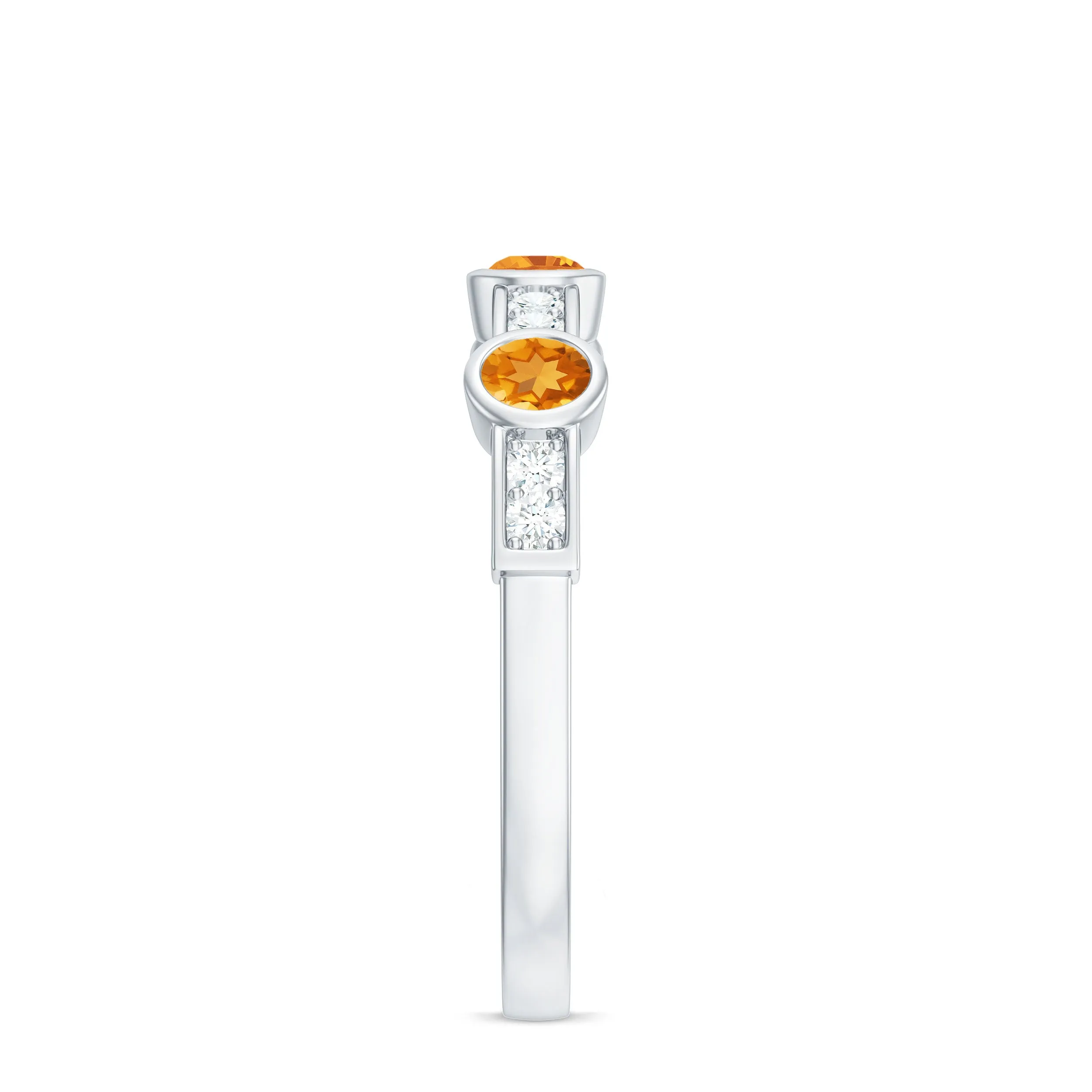 1/2 CT Citrine and Diamond Minimal Half Eternity Ring