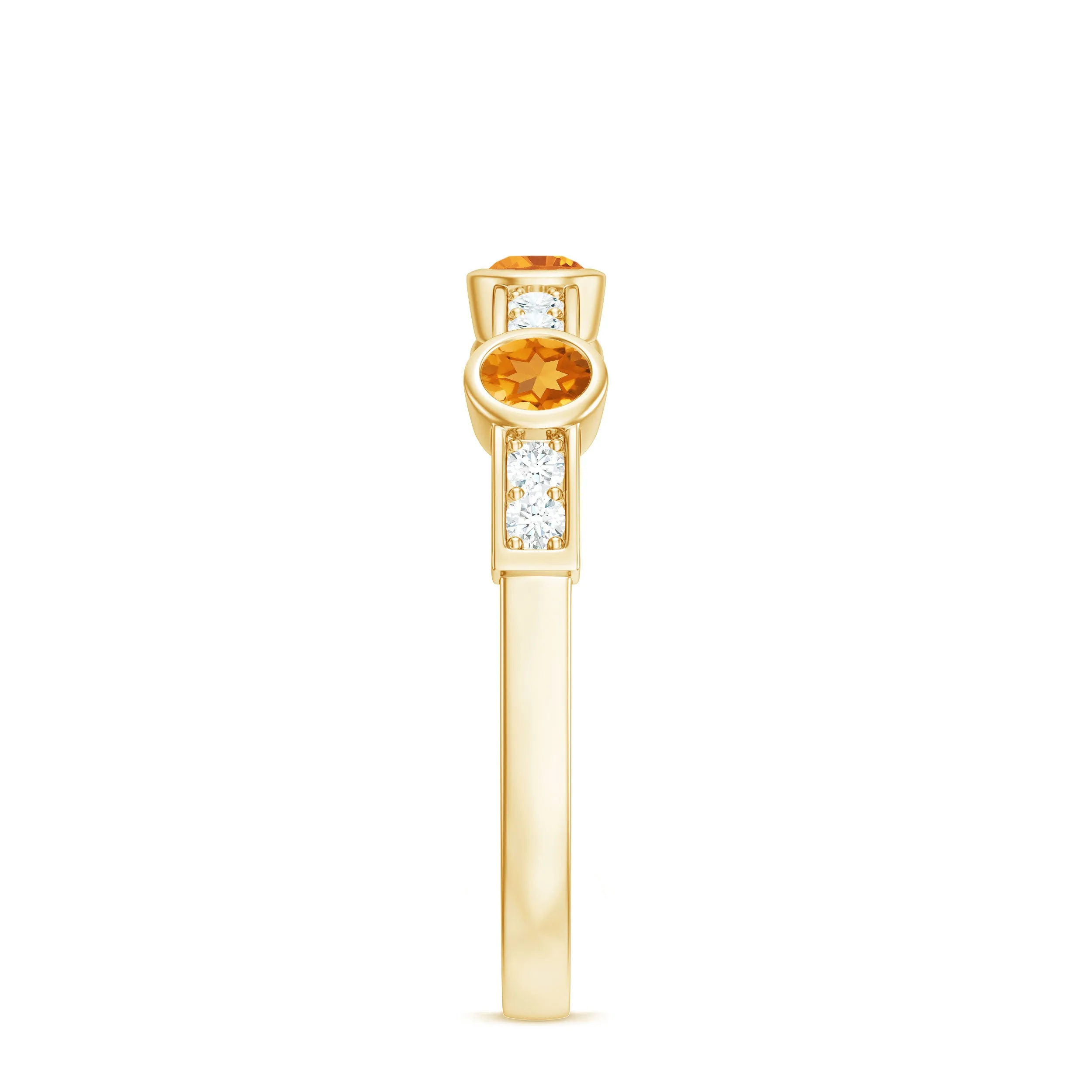 1/2 CT Citrine and Diamond Minimal Half Eternity Ring