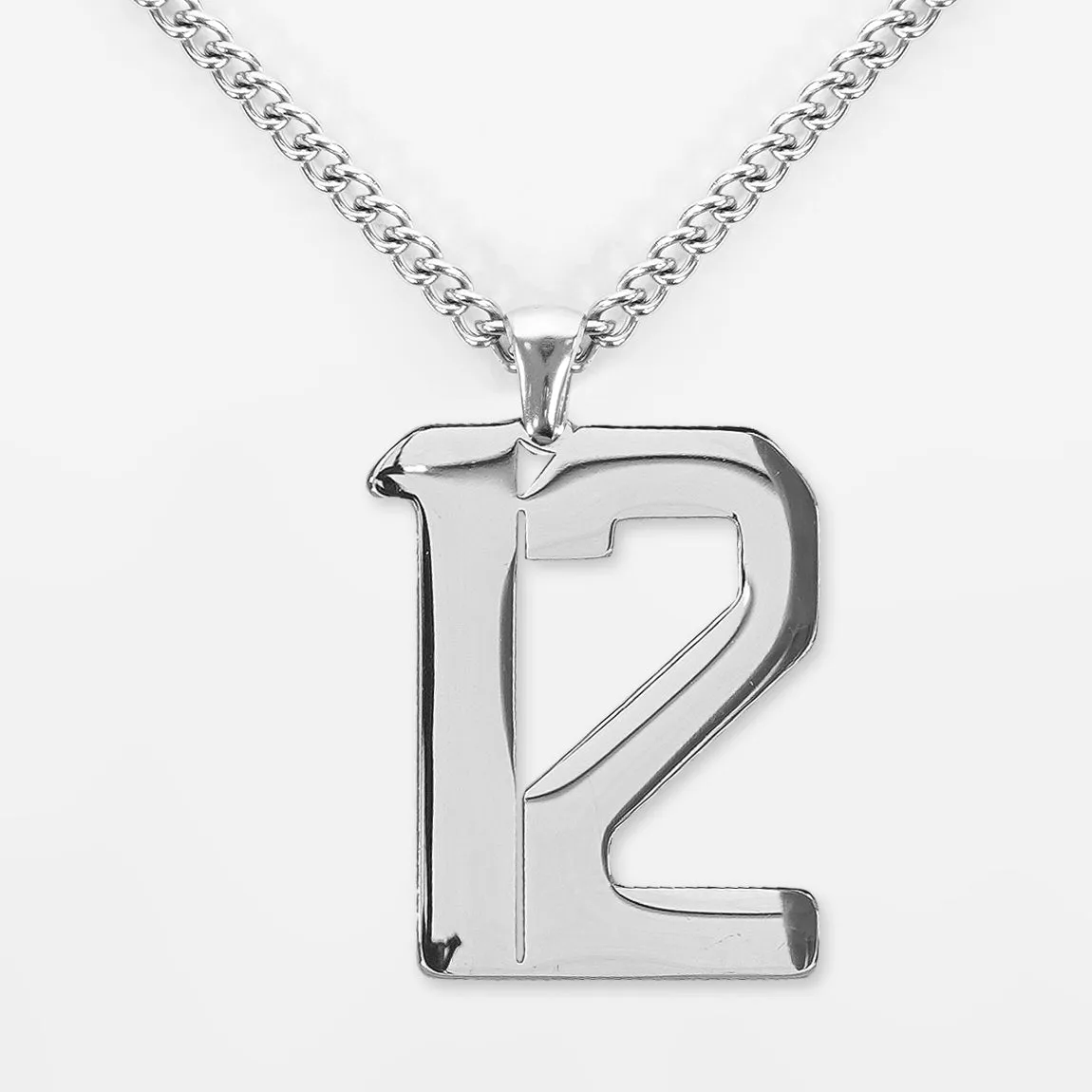 12 Number Pendant with Chain Kids Necklace - Stainless Steel