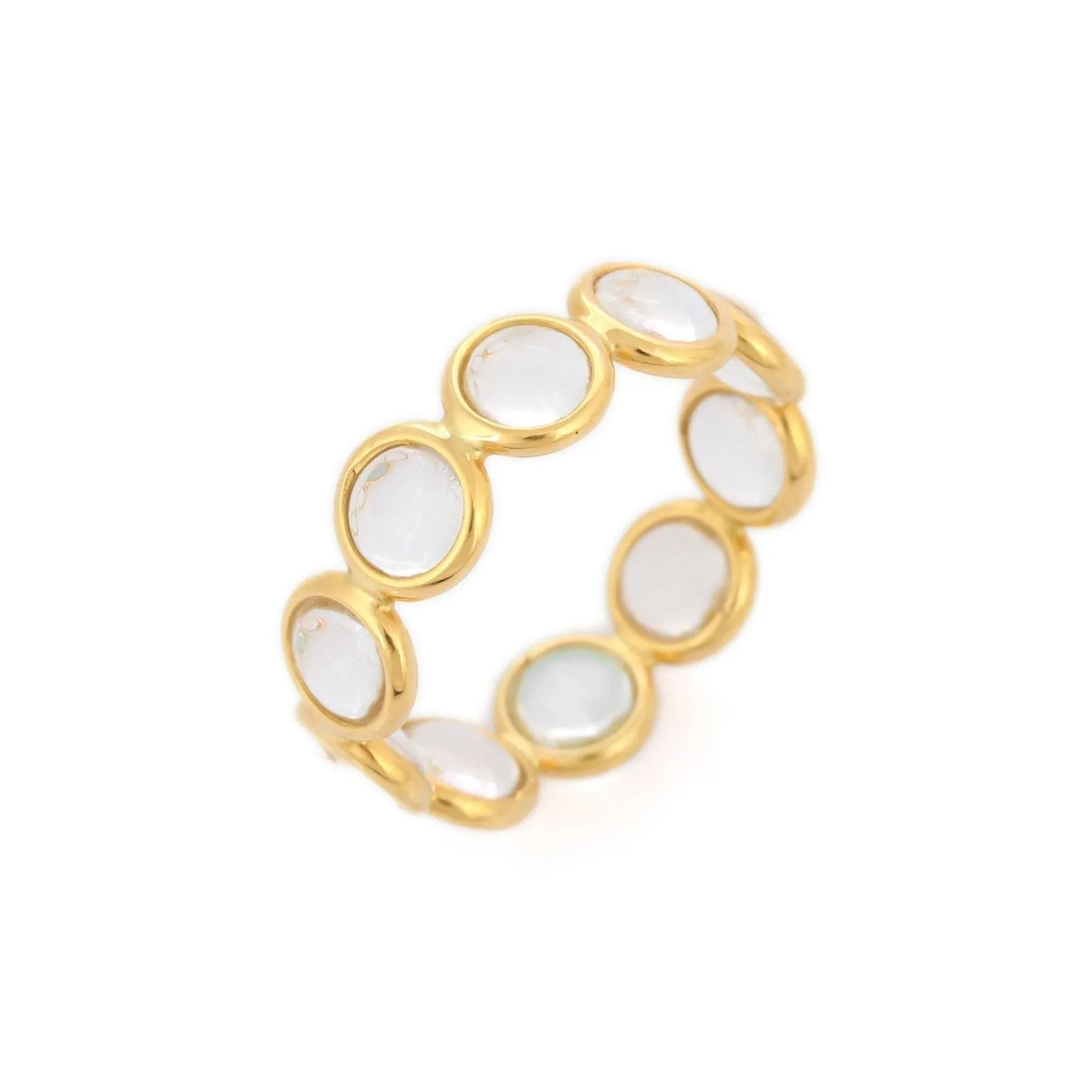 18K Yellow Gold Crystal Eternity Band