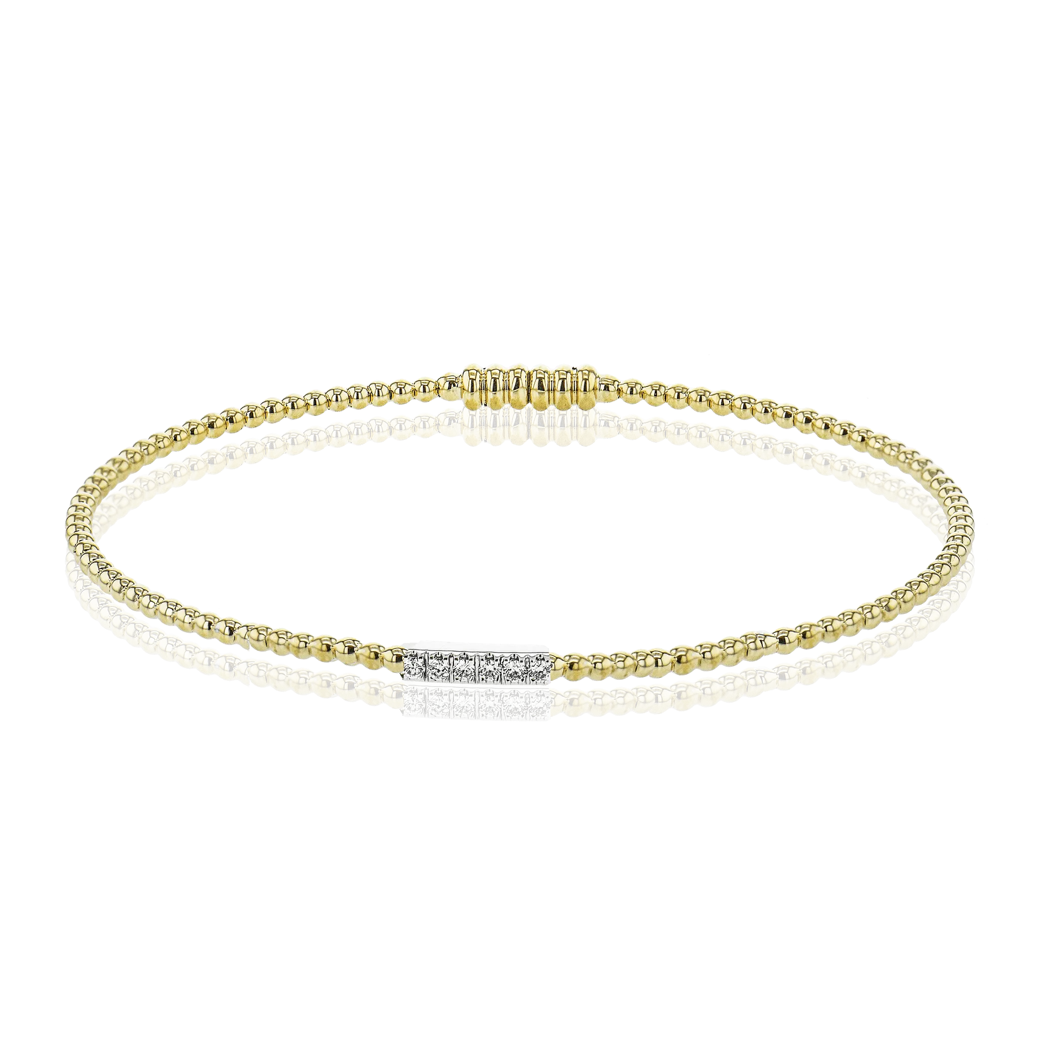 Beaded Bangle in 18k Gold with Diamonds