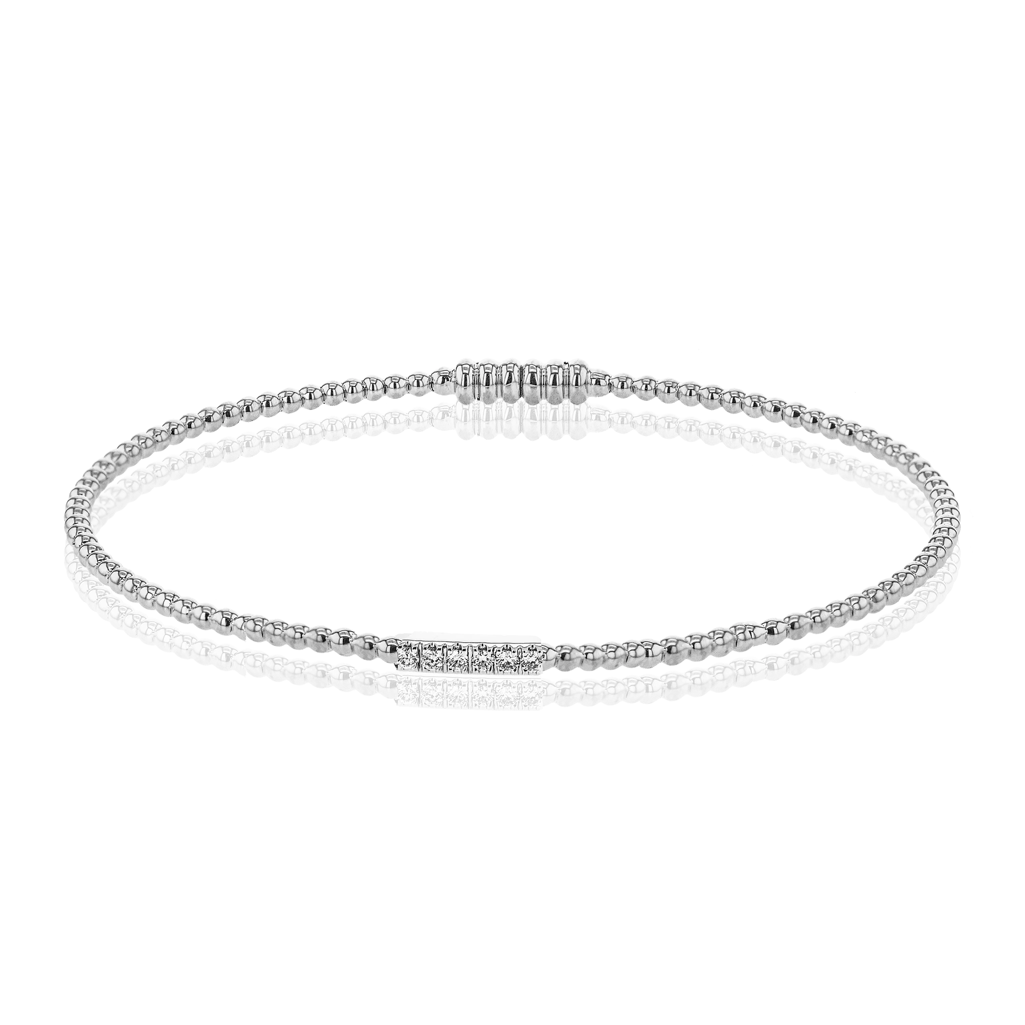 Beaded Bangle in 18k Gold with Diamonds