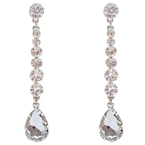 Bridal Wedding Jewelry Crystal Rhinestone Teardrop Linear Elegant Earring E681SV