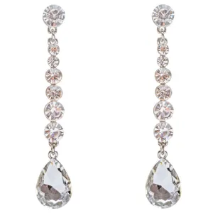 Bridal Wedding Jewelry Crystal Rhinestone Teardrop Linear Elegant Earring E681SV