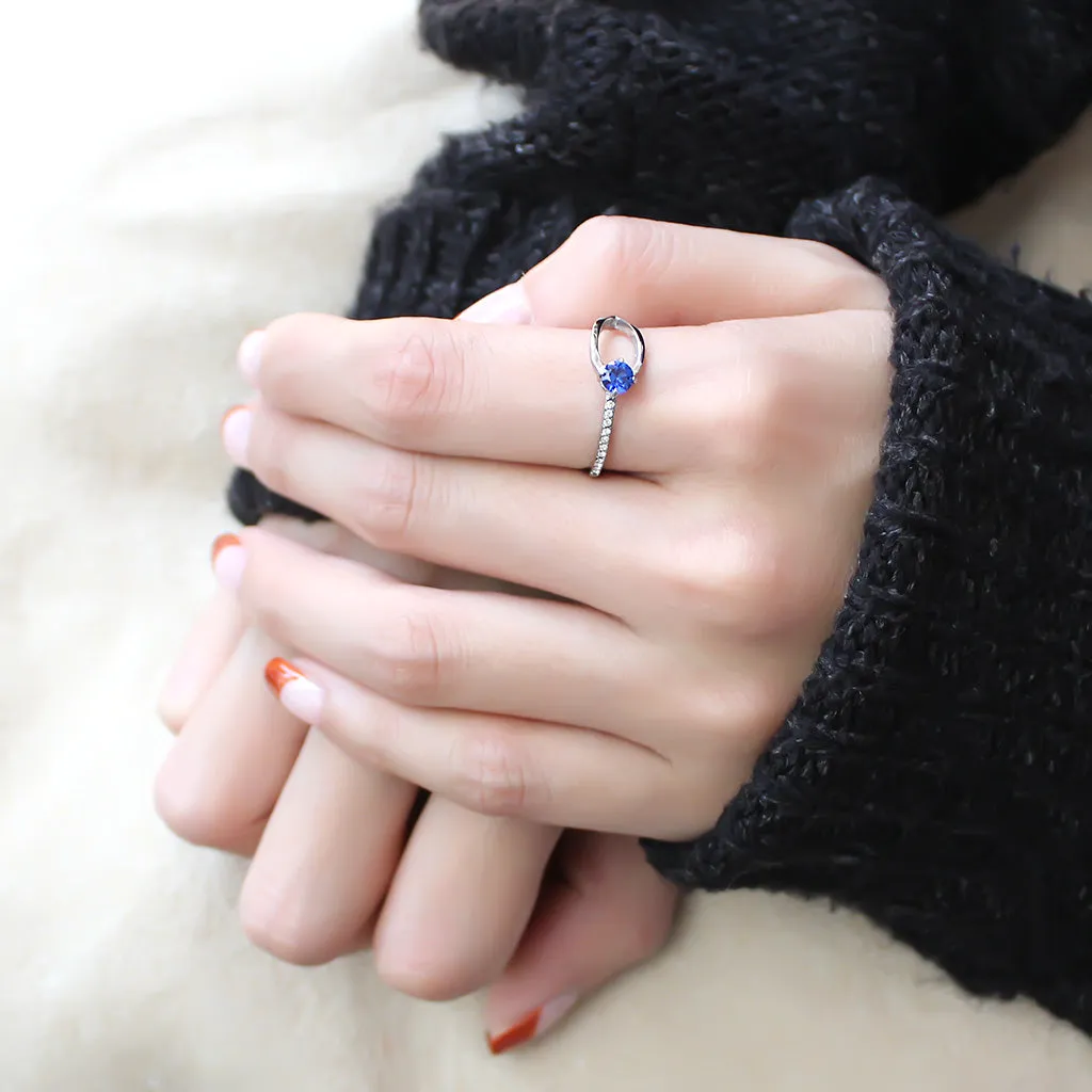 CJ121 Wholesale Women's Stainless Steel AAA Grade Cubic Zirconia London Blue Minimal Ring
