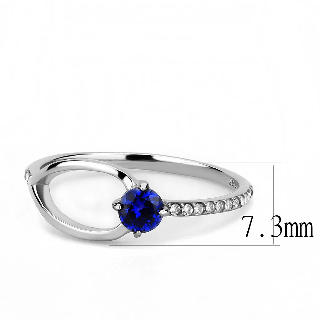 CJ121 Wholesale Women's Stainless Steel AAA Grade Cubic Zirconia London Blue Minimal Ring