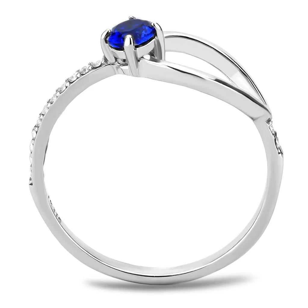 CJ121 Wholesale Women's Stainless Steel AAA Grade Cubic Zirconia London Blue Minimal Ring