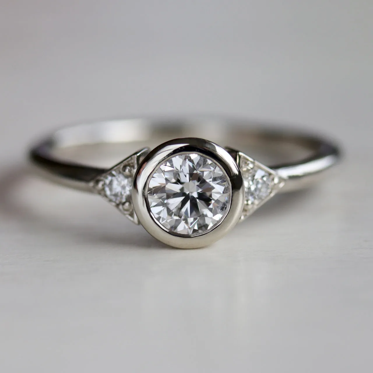 Deco Three Stone Ring •