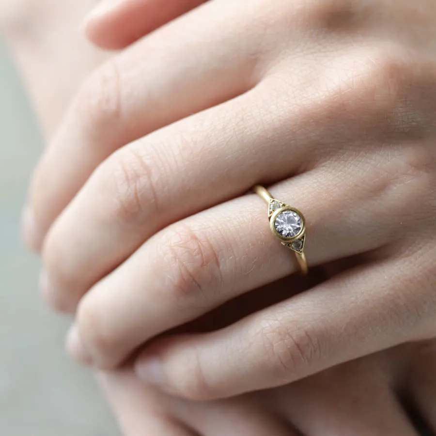 Deco Three Stone Ring •