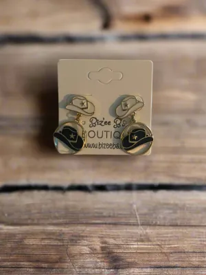 Double Cowgirl Hat Drop Earrings