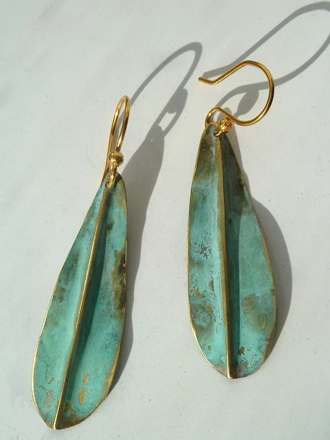 Earrings Gold On Brass Small Leaf By Sibilia