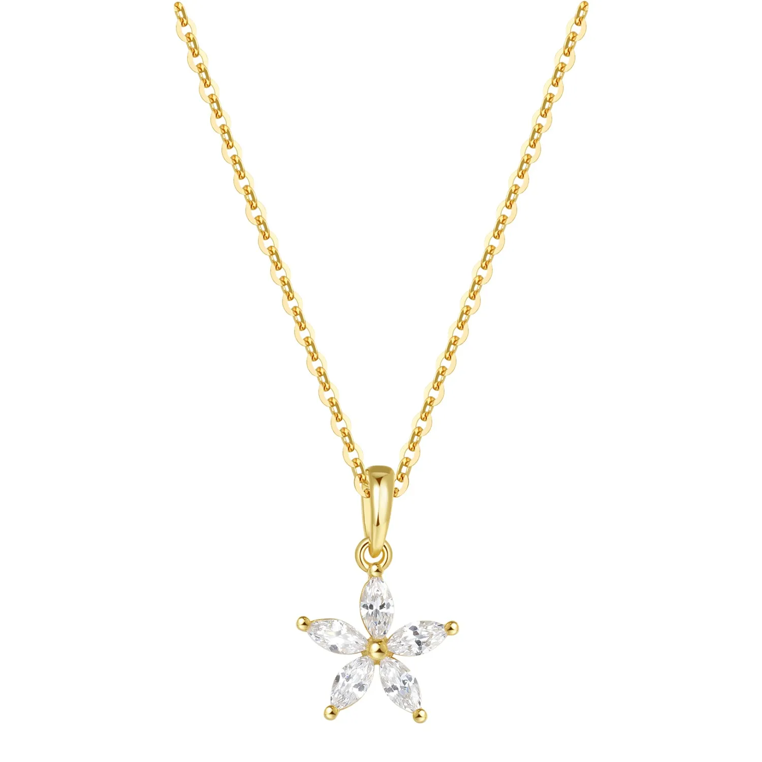 Gemstone Daisy Chain Necklace Sterling Silver Gold