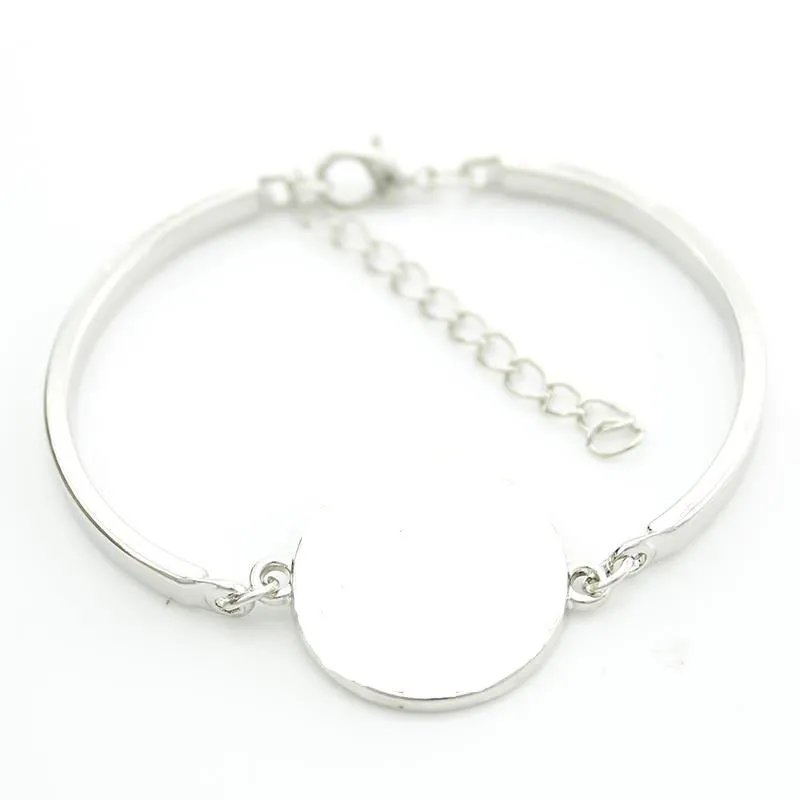 Girls "I Dance" Glass Cabochon Bangle Fashion Bracelet Silver Tone