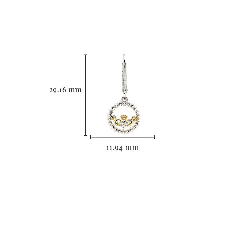 Gold Plated Claddagh Drop Earrings