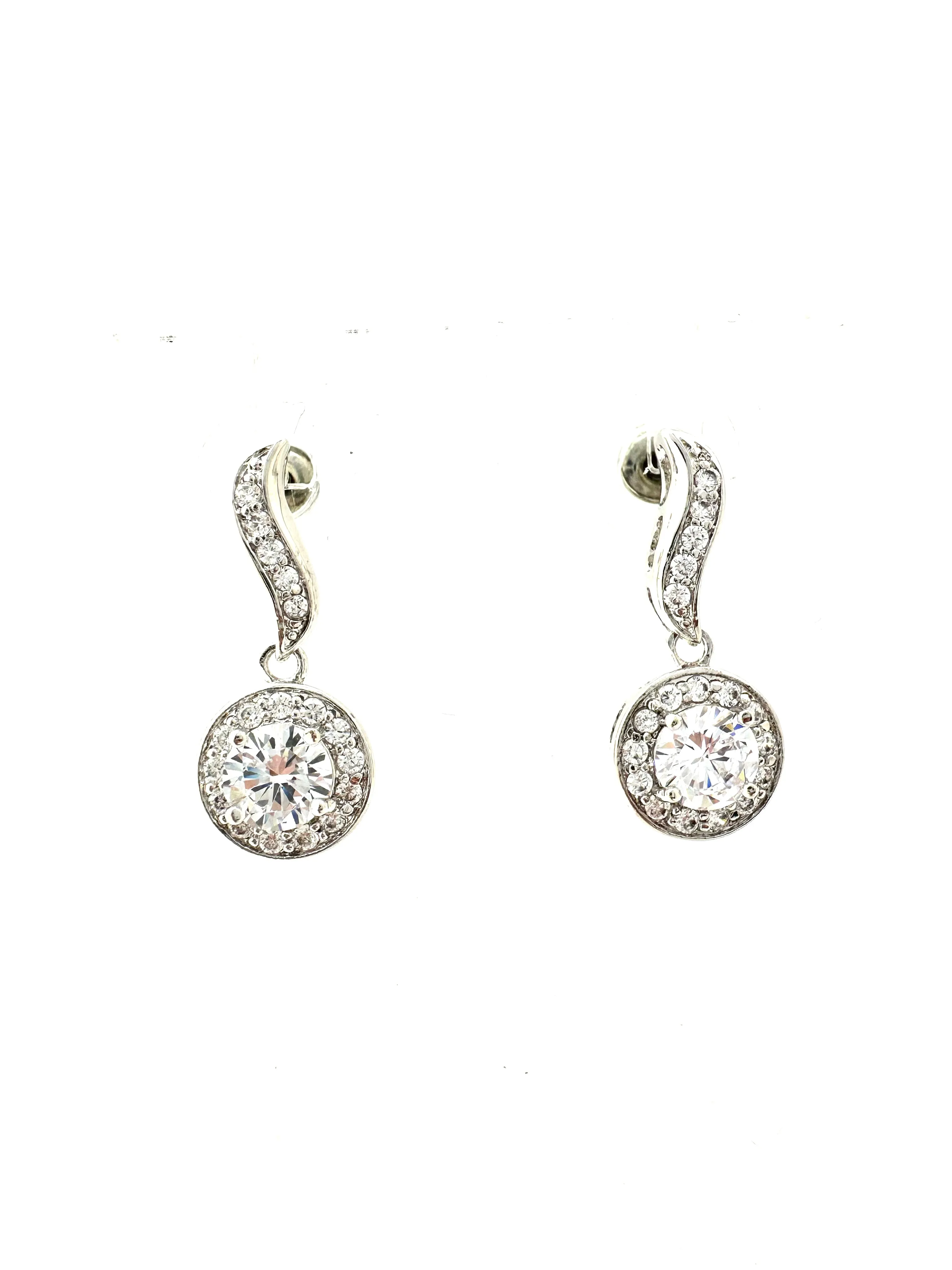 Halo CZ Drop Earrings