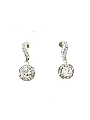 Halo CZ Drop Earrings