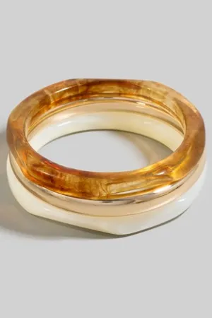 Metallic And Acetate Bangle Bracelet Set