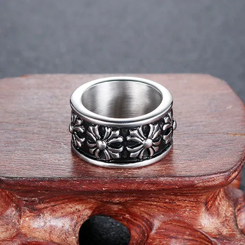 Timeless Retro Titanium Steel Cross Ring - Personalized Couple's Jewelry for Men